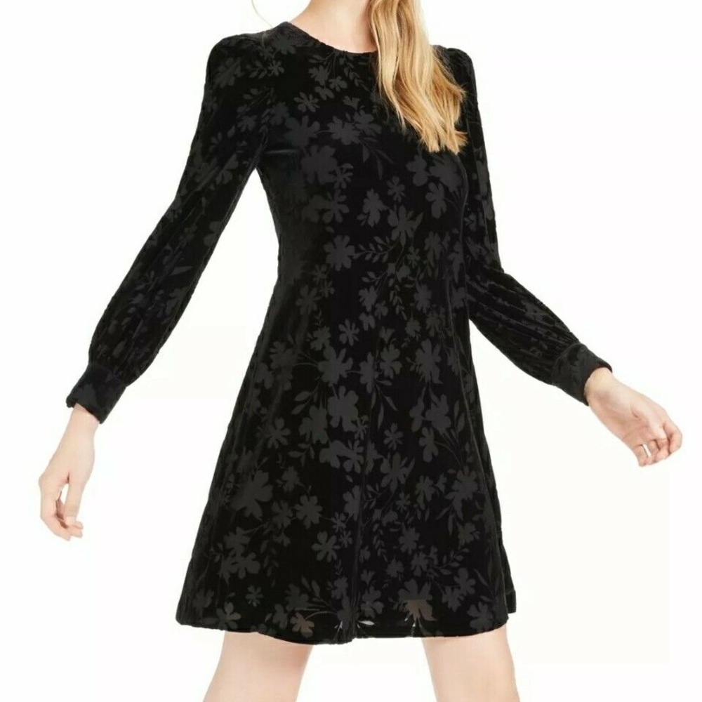 Calvin Klein Black Velvet Floral Dress